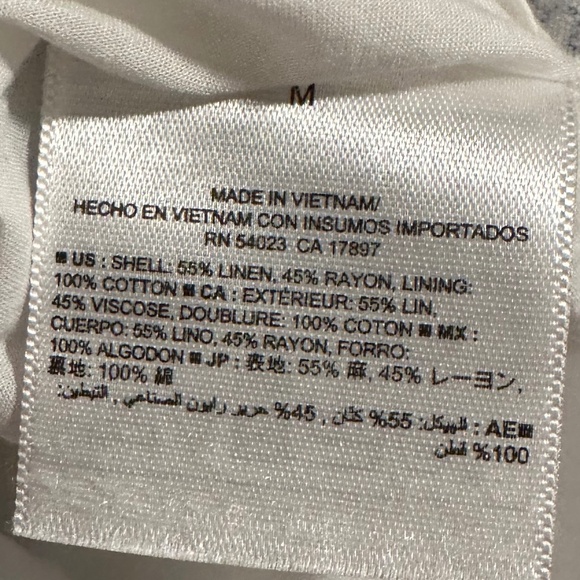 Fun vacation-print white and blue linen Old Navy dress WITH POCKETS, size M - Picture 6 of 7